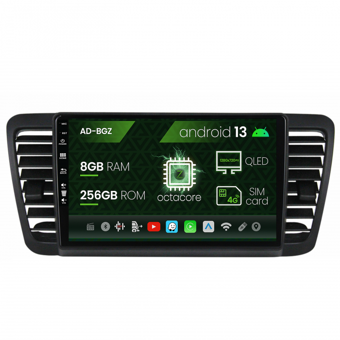 Navigatie Subaru Legacy (2004-2010), Android 13, Z-Octacore   8GB RAM + 256GB ROM, 9 Inch - AD-BGZ9008+AD-BGRKIT338