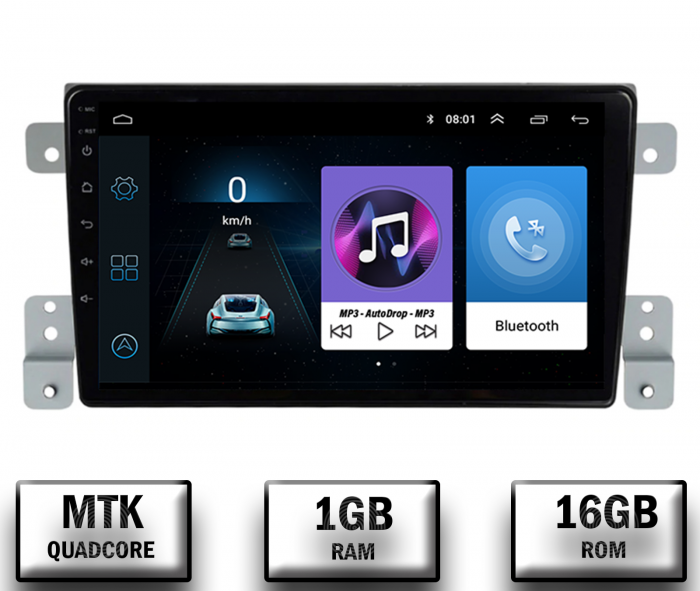 Navigatie Suzuki Grand Vitara (2005-2015), Android 10, P-Quadcore   1GB RAM + 16GB ROM, 9 Inch - AD-BGP9001+AD-BGRKIT314