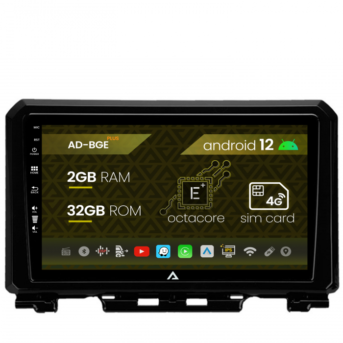 Navigatie Suzuki Jimny (2018-2022), Android 12, E-Octacore   2GB RAM + 32GB ROM, 9 Inch - AD-BGE9002+AD-BGRKIT312