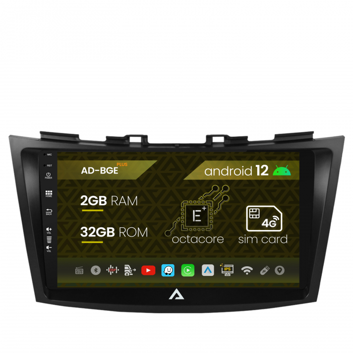 Navigatie Suzuki Swift (2011-2017), Android 12, E-Octacore 2GB RAM + 32GB ROM, 9 Inch - AD-BGE9002+AD-BGRKIT304