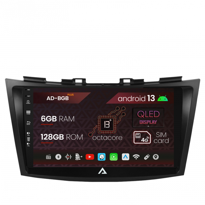 Navigatie Suzuki Swift (2011-2017), Android 13, B-Octacore   6GB RAM + 128GB ROM, 9 Inch - AD-BGB9006+AD-BGRKIT304