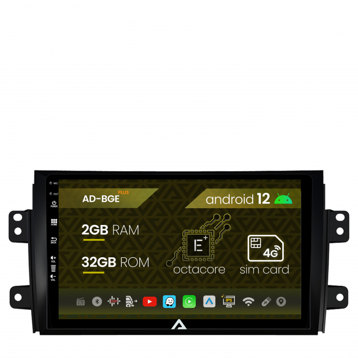 Navigatie Suzuki SX4 Fiat Sedici, Android 12, E-Octacore 2GB RAM + 32GB ROM, 9 Inch - AD-BGE9002+AD-BGRKIT307