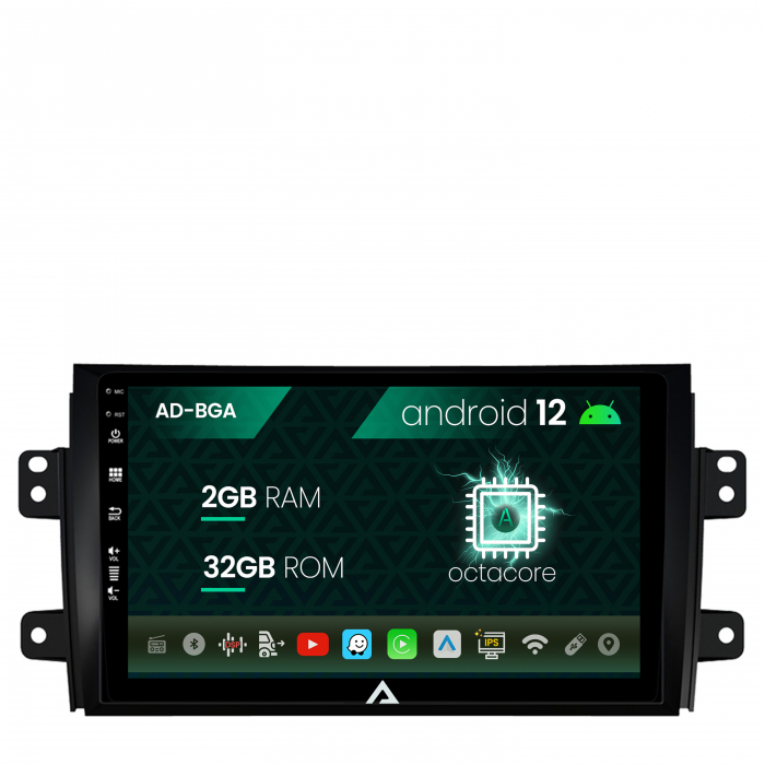 Navigatie Suzuki SX4 Fiat Sedici, Android 13, A-Octacore 2GB RAM + 32GB ROM, 9 Inch - AD-BGA9002+AD-BGRKIT307