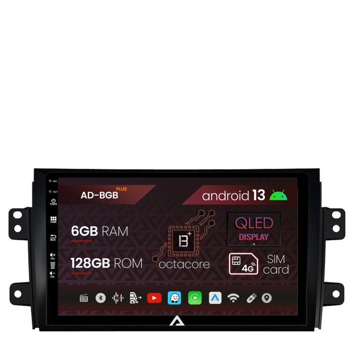 Navigatie Suzuki SX4 Fiat Sedici, Android 13, B-Octacore 6GB RAM + 128GB ROM, 9 Inch - AD-BGB9006+AD-BGRKIT307