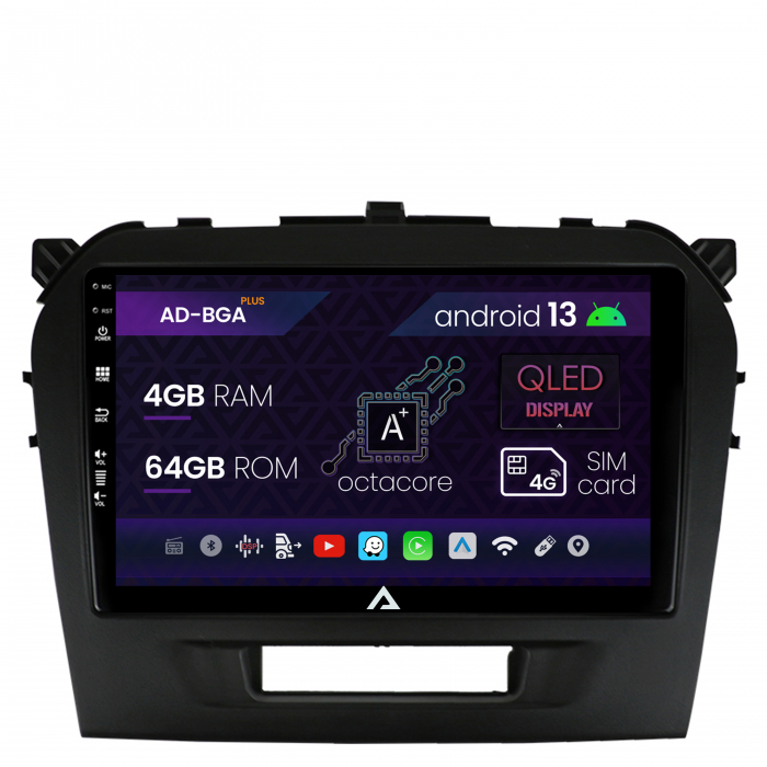 Navigatie Suzuki Vitara (2015+), Android 13, A-Octacore   4GB RAM + 64GB ROM, 9 Inch - AD-BGA9004+AD-BGRKIT299