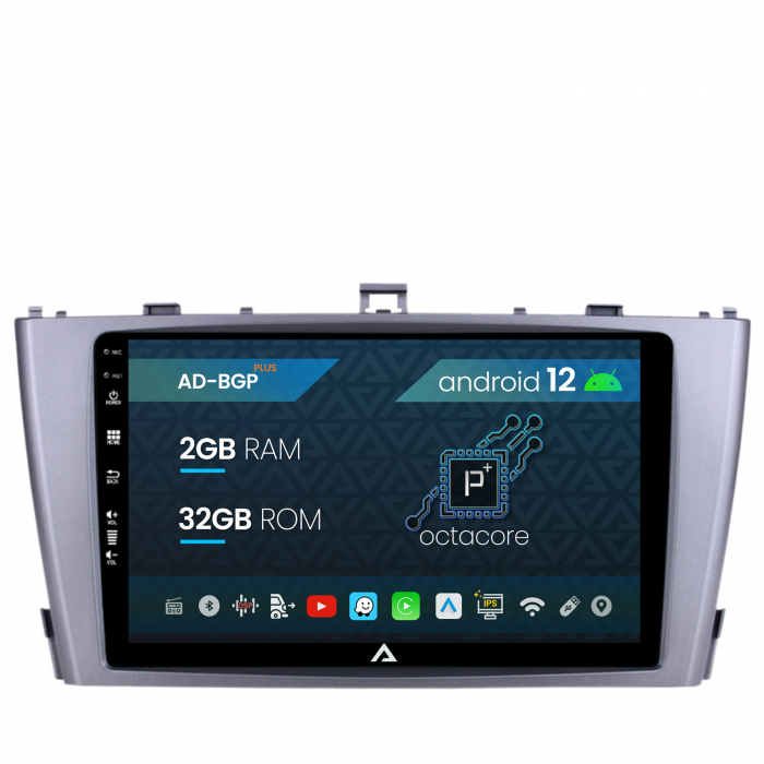 Navigatie Toyota Avensis (2008-2015), Android 12, P-Octacore 2GB RAM + 32GB ROM, 9 Inch - AD-BGP9002+AD-BGRKIT093