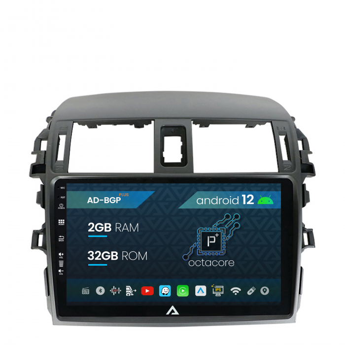 Navigatie Toyota Corolla (2007-2013), Android 12, P-Octacore 2GB RAM + 32GB ROM, 9 Inch - AD-BGP9002+AD-BGRKIT067