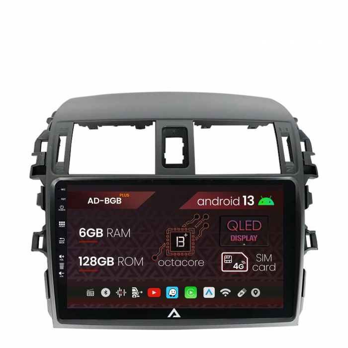 Navigatie Toyota Corolla (2007-2013), Android 13, B-Octacore   6GB RAM + 128GB ROM, 9 Inch - AD-BGB9006+AD-BGRKIT067