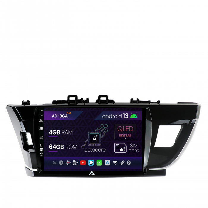 Navigatie Toyota Corolla (2012-2016), Android 13, A-Octacore   4GB RAM + 64GB ROM, 10.1 Inch - AD-BGA10004+AD-BGRKIT076