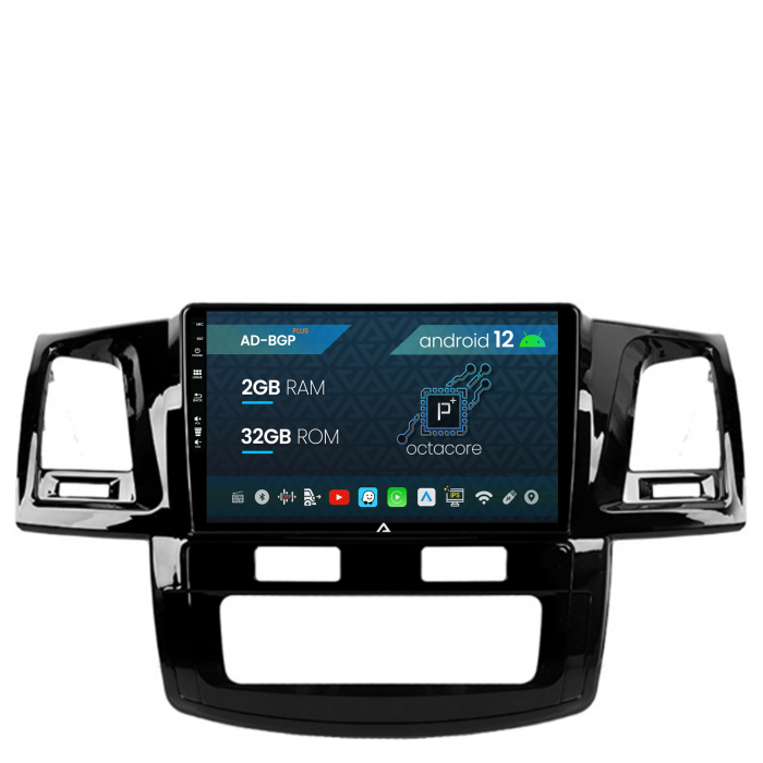 Navigatie Toyota Hilux (2008-2014), Android 12, P-Octacore 2GB RAM + 32GB ROM, 9 Inch - AD-BGP9002+AD-BGRKIT081