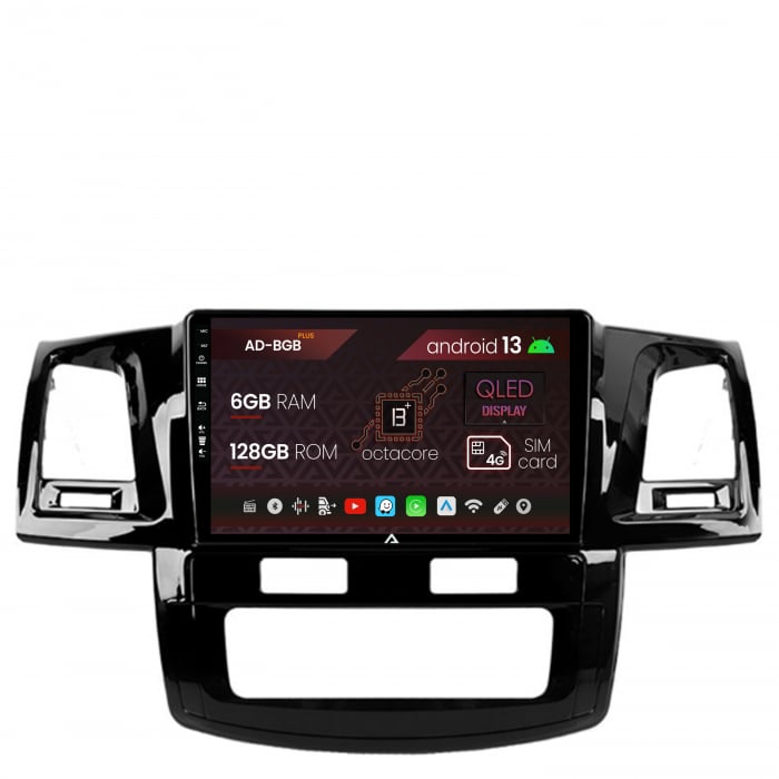 Navigatie Toyota Hilux (2008-2014), Android 13, B-Octacore 6GB RAM + 128GB ROM, 9 Inch - AD-BGB9006+AD-BGRKIT081