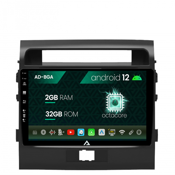 Navigatie Toyota Land Cruiser 200 (2007-2015), Android 13, A-Octacore 2GB RAM + 32GB ROM, 9 Inch - AD-BGA9002+AD-BGRKIT075