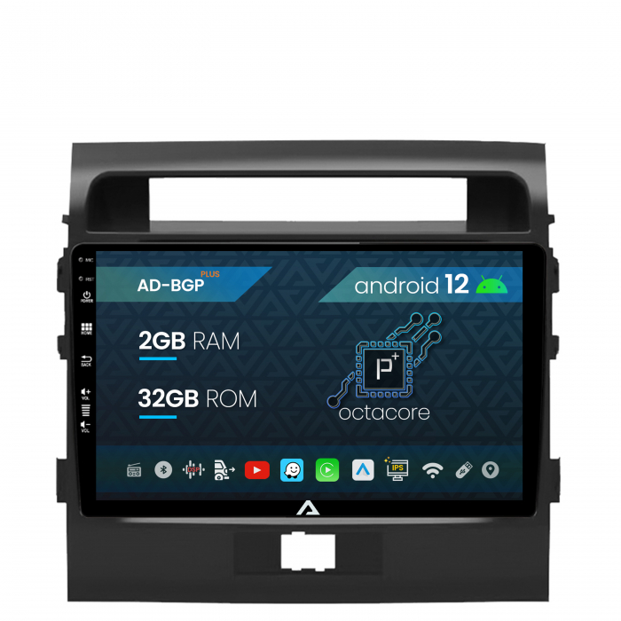 Navigatie Toyota Land Cruiser 200 (2007-2015), Android 12, P-Octacore 2GB RAM + 32GB ROM, 9 Inch - AD-BGP9002+AD-BGRKIT075