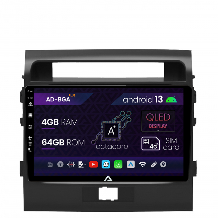 Navigatie Toyota Land Cruiser 200 (2007-2015), Android 13, A-Octacore 4GB RAM + 64GB ROM, 9 Inch - AD-BGA9004+AD-BGRKIT075