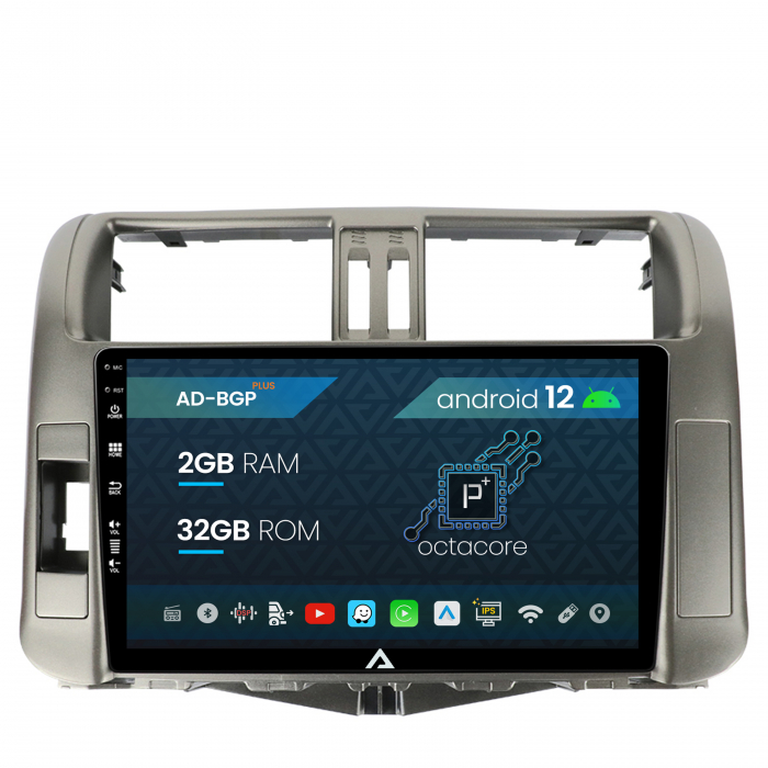 Navigatie Toyota Land Cruiser   Prado (2009-2013), Android 12, P-Octacore   2GB RAM + 32GB ROM, 9 Inch - AD-BGP9002+AD-BGRKIT070