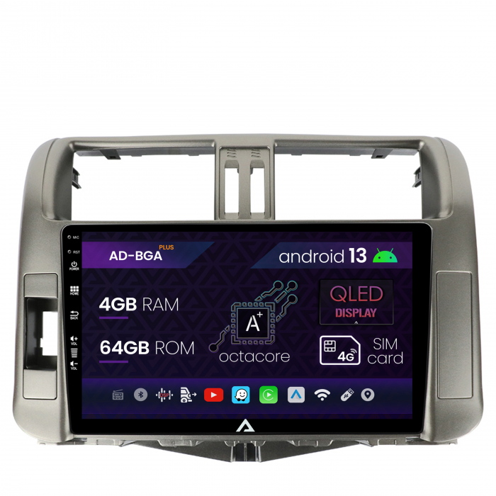 Navigatie Toyota Land Cruiser Prado (2009-2013), Android 13, A-Octacore 4GB RAM + 64GB ROM, 9 Inch - AD-BGA9004+AD-BGRKIT070