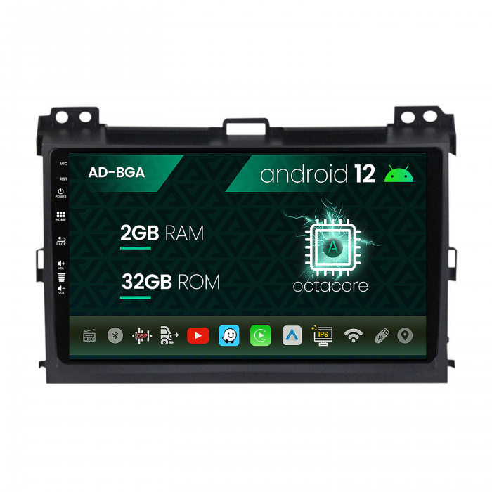 Navigatie Toyota Prado J120 (2002 - 2010), Android 13, A-Octacore 2GB RAM + 32GB ROM, 9 Inch - AD-BGA9002+AD-BGRKIT083