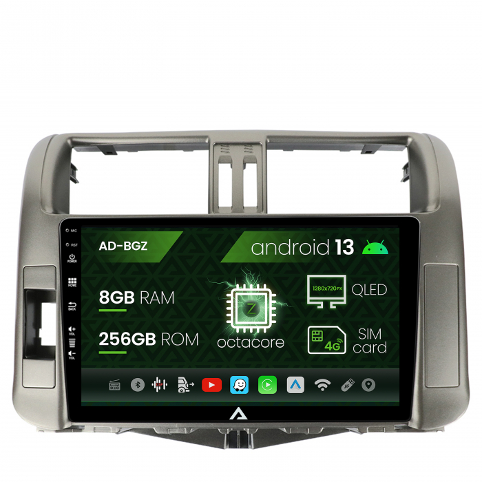 Navigatie Toyota Land Cruiser Prado (2009-2013), Android 13, Z-Octacore 8GB RAM + 256GB ROM, 9 Inch - AD-BGZ9008+AD-BGRKIT070