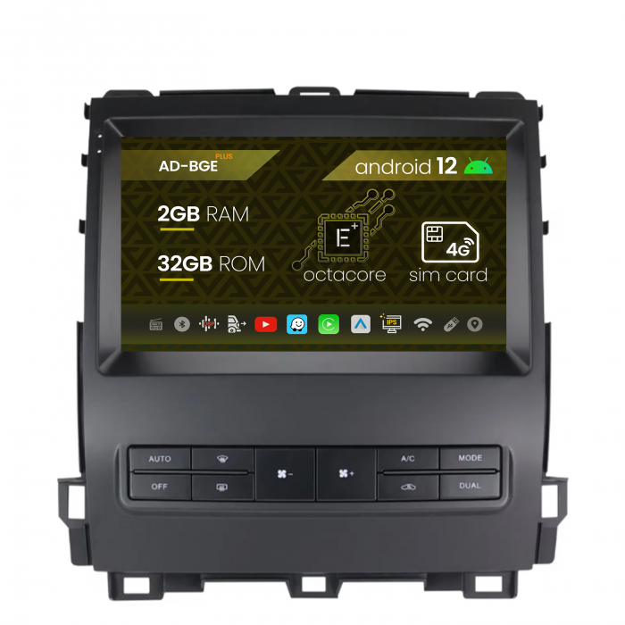 Navigatie Toyota Prado J120 (2002 - 2010), Android 12, E-Octacore   2GB RAM + 32GB ROM, 9 Inch - AD-BGE9002+AD-BGRKIT083V2