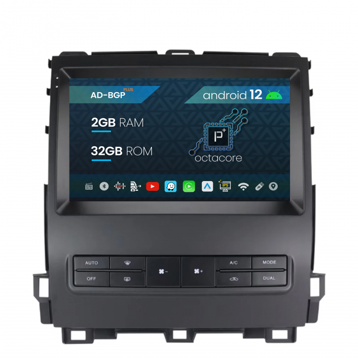 Navigatie Toyota Prado J120 (2002 - 2010), Android 12, P-Octacore 2GB RAM + 32GB ROM, 9 Inch - AD-BGP9002+AD-BGRKIT083V2