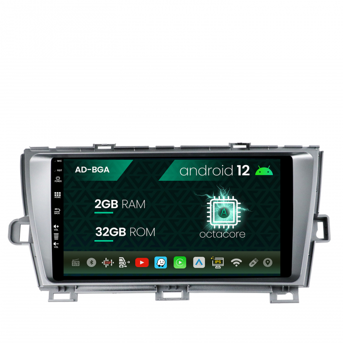 Navigatie Toyota Prius (2009-2014), Android 13, A-Octacore 2GB RAM + 32GB ROM, 9 Inch - AD-BGA9002+AD-BGRKIT089