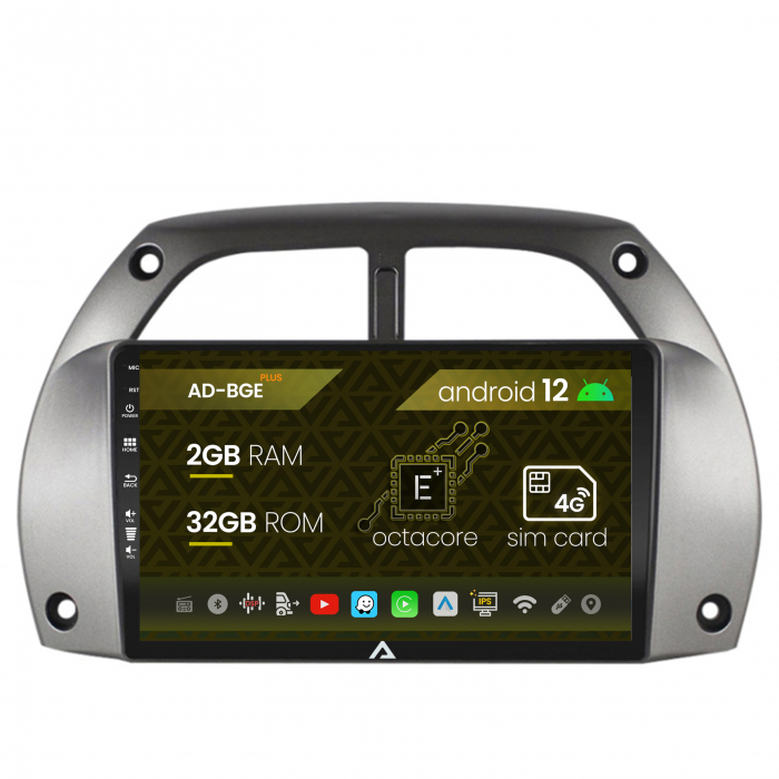 Navigatie Toyota RAV4 (2001-2006), Android 12, E-Octacore 2GB RAM + 32GB ROM, 9 Inch - AD-BGE9002+AD-BGRKIT109