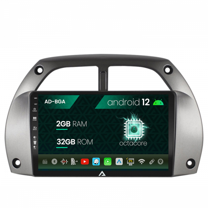 Navigatie Toyota RAV4 (2001-2006), Android 13, A-Octacore 2GB RAM + 32GB ROM, 9 Inch - AD-BGA9002+AD-BGRKIT109