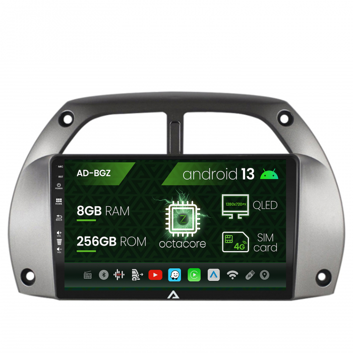 Navigatie Toyota RAV4 (2001-2006), Android 13, Z-Octacore 8GB RAM + 256GB ROM, 9 Inch - AD-BGZ9008+AD-BGRKIT109