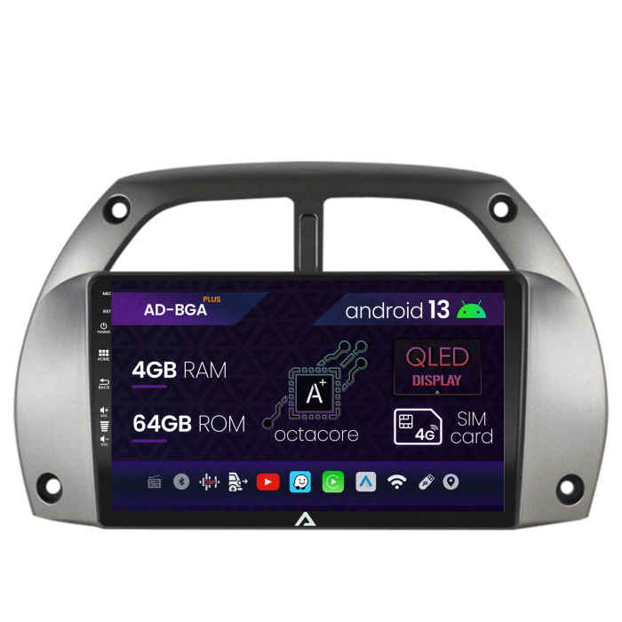 Navigatie Toyota RAV4 (2001-2006), Android 13, A-Octacore 4GB RAM + 64GB ROM, 9 Inch - AD-BGA9004+AD-BGRKIT109