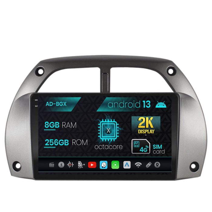 Navigatie Toyota RAV4 (2001-2006), Android 13, X-Octacore   8GB RAM + 256GB ROM, 9.5 Inch - AD-BGX9008+AD-BGRKIT109