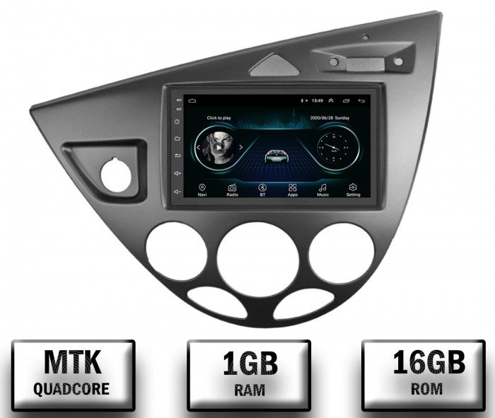 Navigatie Ford Focus 1 (1998-2004), Android 10, P-Quadcore 1GB RAM + 16GB ROM, 7 Inch - AD-BGP1001+AD-BGRFR0292DIN