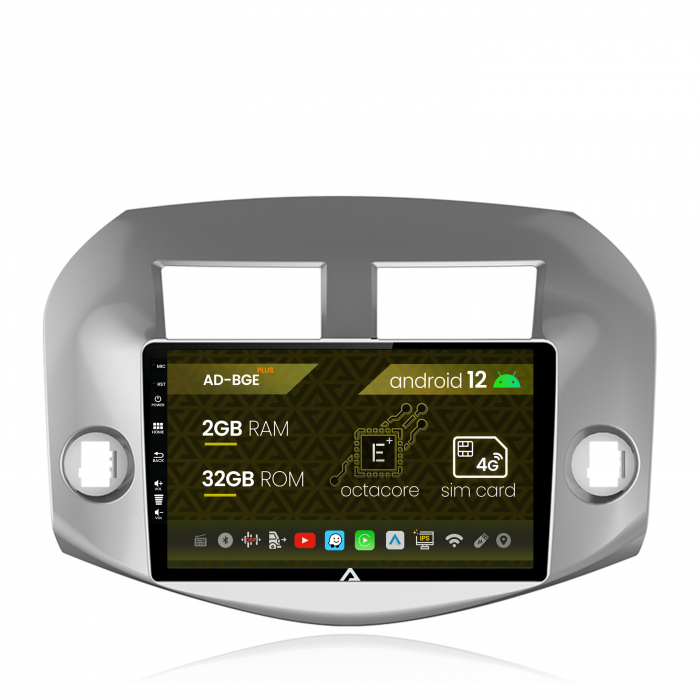 Navigatie Toyota RAV4 (2005-2013), Android 12, E-Octacore   2GB RAM + 32GB ROM, 10.1 Inch - AD-BGE10002+AD-BGRKIT069A