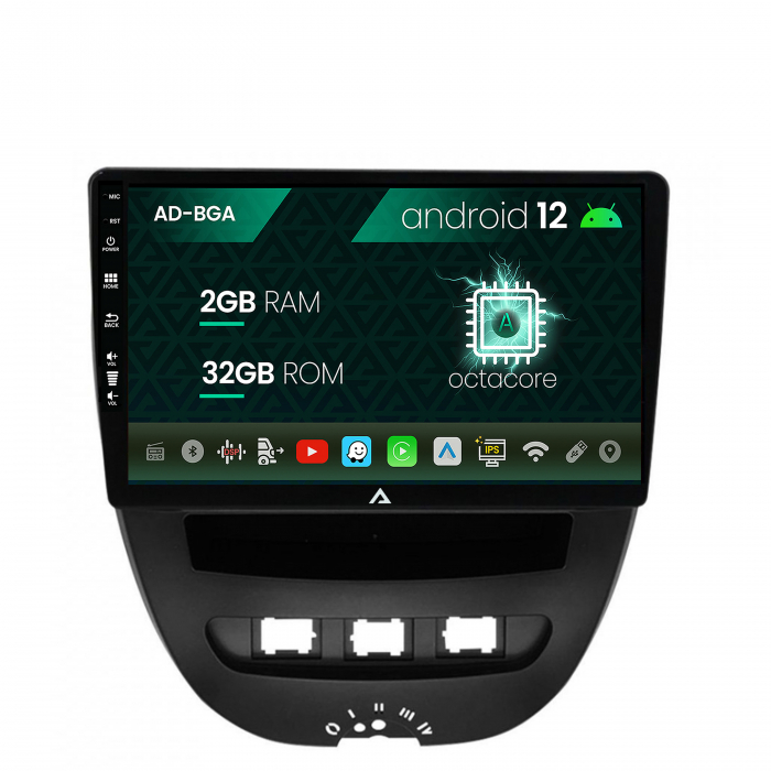 Navigatie Toyota AYGO (2005-2014), Android 13, A-Octacore 2GB RAM + 32GB ROM, 10.1 Inch - AD-BGA9002+AD-BGRKIT099