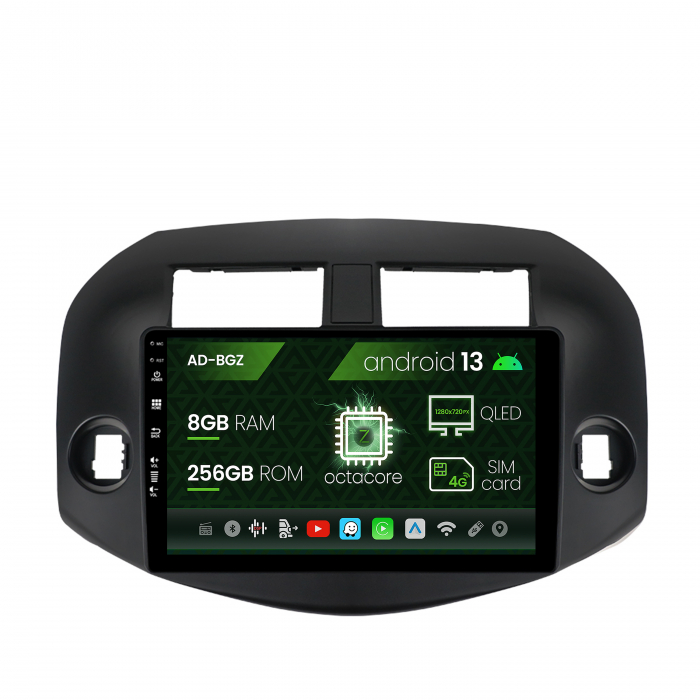 Navigatie Toyota RAV4 (2005-2013), Android 13, Z-Octacore 8GB RAM + 256GB ROM, 10.1 Inch - AD-BGZ10008+AD-BGRKIT069B