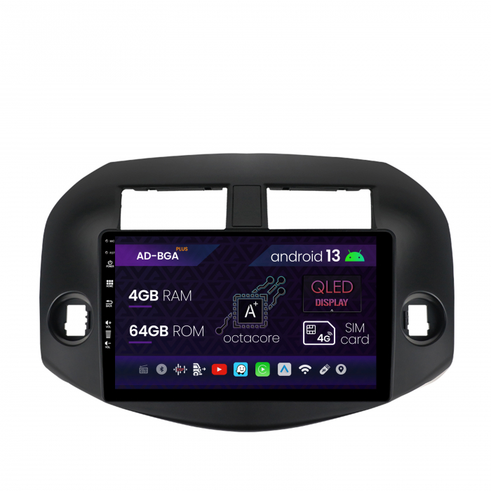 Navigatie Toyota RAV4 (2005-2013), Android 13, A-Octacore 4GB RAM + 64GB ROM, 10.1 Inch - AD-BGA10004+AD-BGRKIT069B