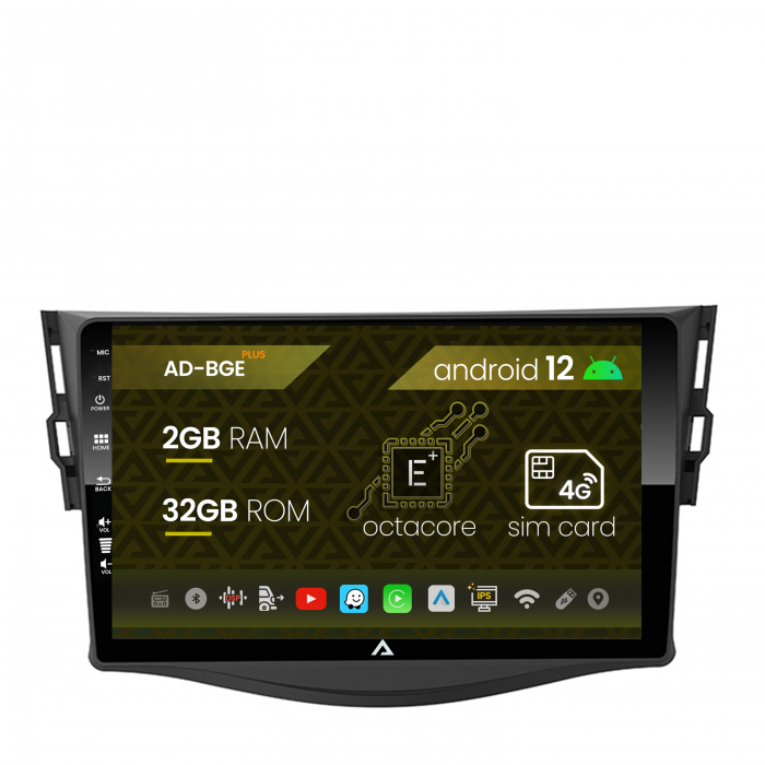 Navigatie Toyota RAV4 (2006-2013), Android 12, E-Octacore 2GB RAM + 32GB ROM, 9 Inch - AD-BGE9002+AD-BGRKIT096