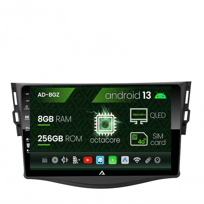 Navigatie Toyota RAV4 (2006-2013), Android 13, Z-Octacore 8GB RAM + 256GB ROM, 9 Inch - AD-BGZ9008+AD-BGRKIT096