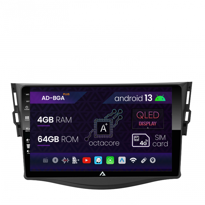 Navigatie Toyota RAV4 (2006-2013), Android 13, A-Octacore 4GB RAM + 64GB ROM, 9 Inch - AD-BGA9004+AD-BGRKIT096