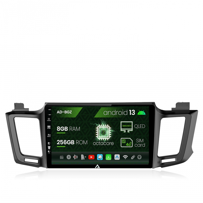 Navigatie Toyota RAV4 (2013-2018), Android 13, Z-Octacore 8GB RAM + 256GB ROM, 10.1 Inch - AD-BGZ10008+AD-BGRKIT060