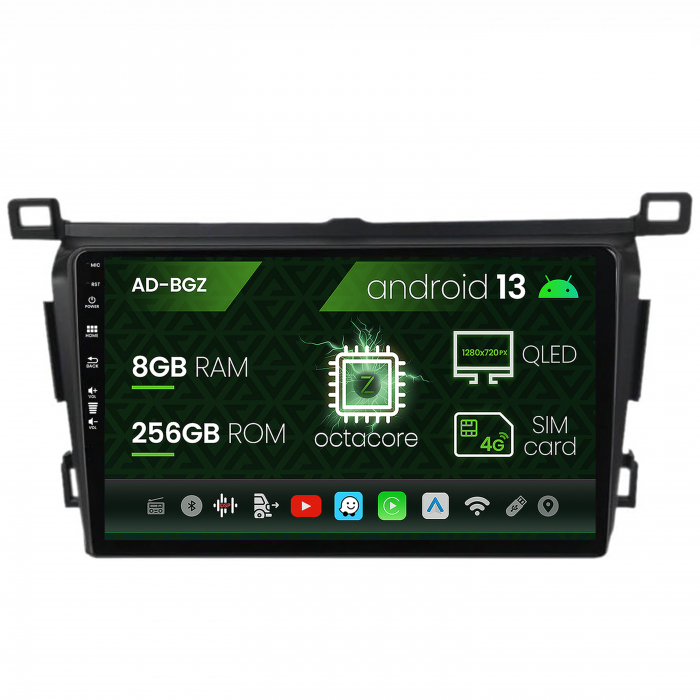 Navigatie Toyota RAV4 (2013-2018), Android 13, Z-Octacore 8GB RAM + 256GB ROM, 9 Inch - AD-BGZ9008+AD-BGA10002+AD-BGRKIT092