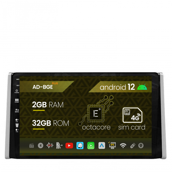 Navigatie Toyota RAV4 (2018+), Android 12, E-Octacore 2GB RAM + 32GB ROM, 9 Inch - AD-BGE9002+AD-BGRKIT098