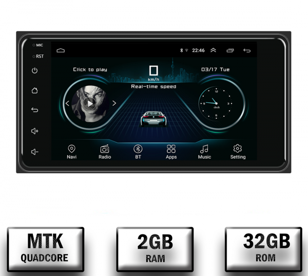 Navigatie Toyota RAV4, Corolla, Hilux, Android 10, P-Quadcore   2GB RAM + 32GB ROM, 7 inch - AD-BGPTO2DIN2GB