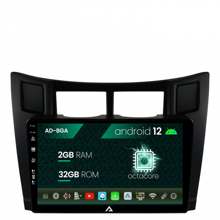 Navigatie Toyota Yaris (2005-2012), Android 13, A-Octacore 2GB RAM + 32GB ROM, 9 Inch - AD-BGA9002+AD-BGRKIT103