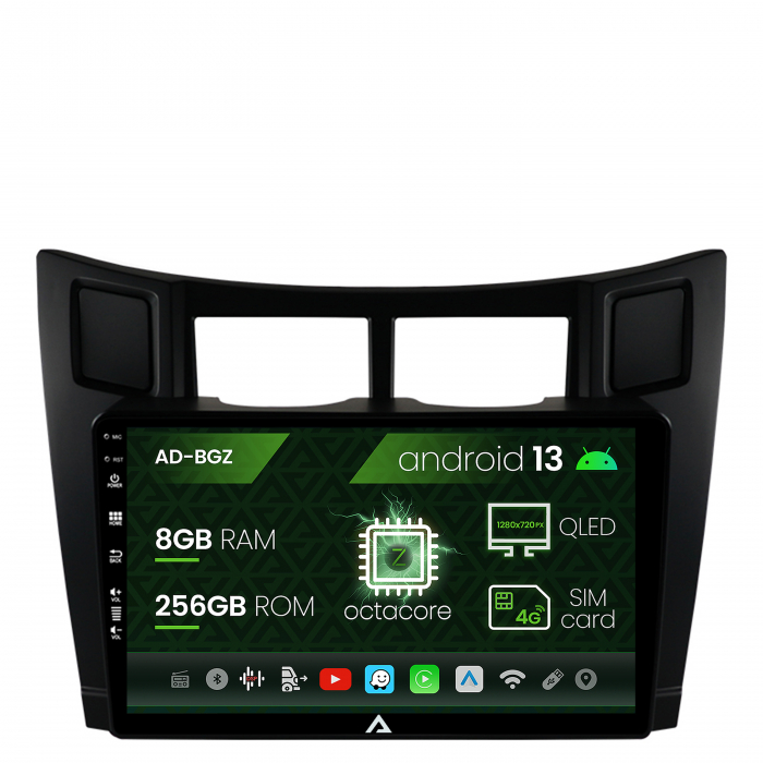 Navigatie Toyota Yaris (2005-2012), Android 13, Z-Octacore 8GB RAM + 256GB ROM, 9 Inch - AD-BGZ9008+AD-BGRKIT103