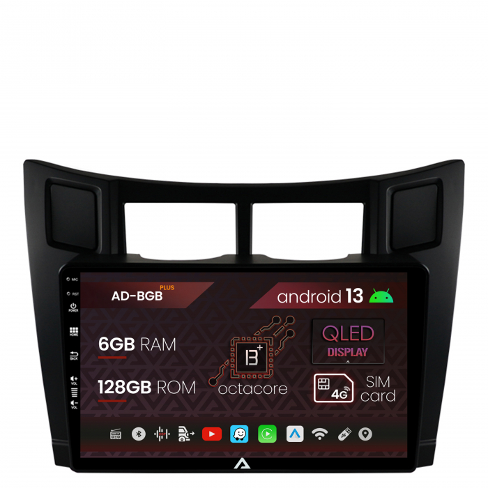 Navigatie Toyota Yaris (2005-2012), Android 13, B-Octacore 6GB RAM + 128GB ROM, 9 Inch - AD-BGB9006+AD-BGRKIT103