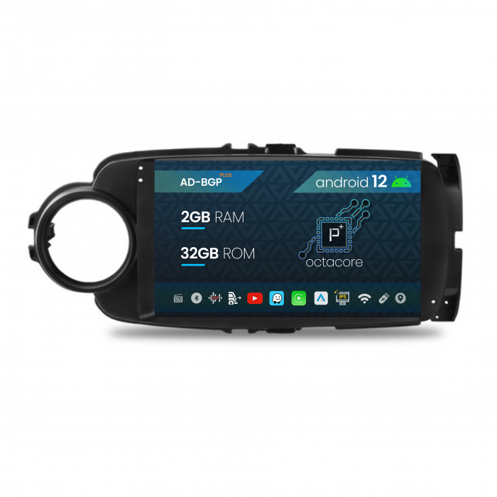 Navigatie Toyota Yaris (2010-2018), Android 12, P-Octacore   2GB RAM + 32GB ROM, 9 Inch - AD-BGP9002+AD-BGRKIT104B