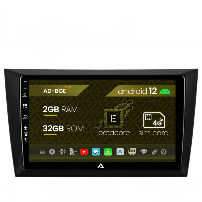 Navigatie Volkswagen Golf 6, Android 12, E-Octacore   2GB RAM + 32GB ROM, 9 Inch - AD-BGE9002+AD-BGRKIT024V2