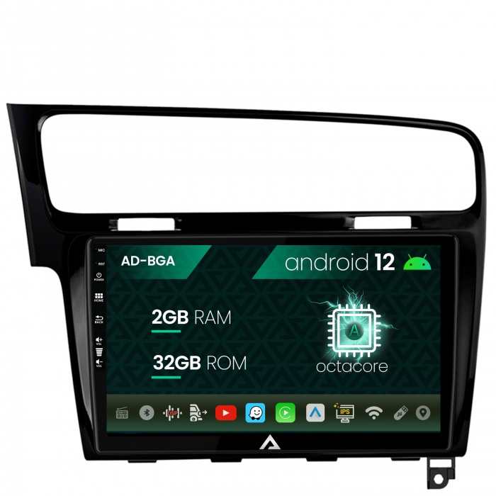 Navigatie Volkswagen Golf 7, Android 13, A-Octacore 2GB RAM + 32GB ROM, 10.1 Inch - AD-BGA10002+AD-BGRKIT023B