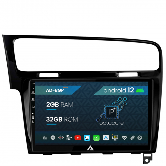 Navigatie Volkswagen Golf 7, Android 12, P-Octacore 2GB RAM + 32GB ROM, 10.1 Inch - AD-BGP10002+AD-BGRKIT023B