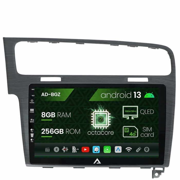 Navigatie Volkswagen GOLF 7, Android 13, Z-Octacore 8GB RAM + 256GB ROM, 10.1 Inch - AD-BGZ10008+AD-BGRKIT023A